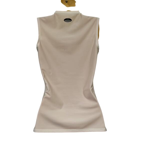 Under Armour White V-Neck Sleeveless Knit Top Summer Sports Tenniscore - Picture 3 of 9